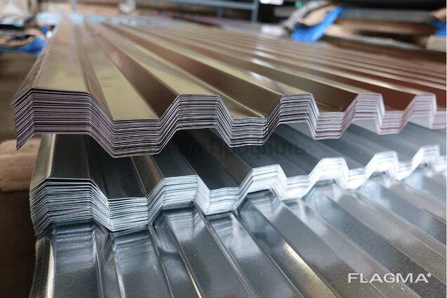 Paslanmayan poladdan büzməli təbəqə. Oluk dərəcəsi: C8…, Qalınlıq: 0,35-2,5 mm