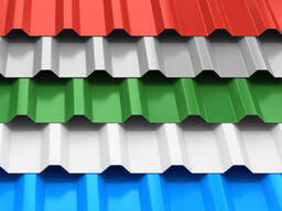 Профнастил с полимерным покрытием s= 0,15-3 мм, Раскрой: 0,902-1800 мм, Марка: С8; НС35…