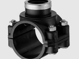 Седелка Толщ. : 32-160 мм, D_резьбы 1"; 3/4"; 2", Материал: ПЭ; ПНД; чугун; ПП; сталь